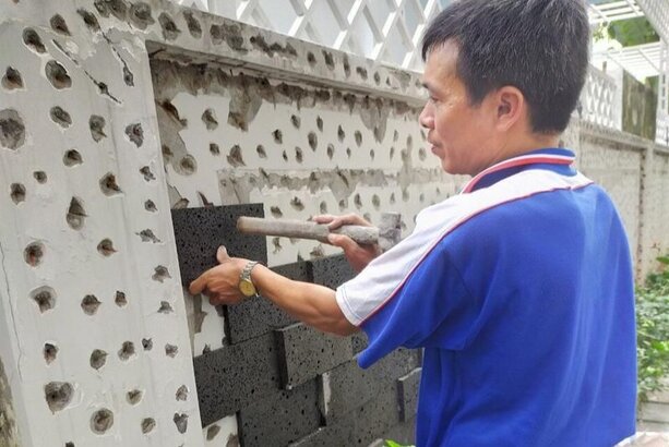 Cách ốp đá ong xám 2